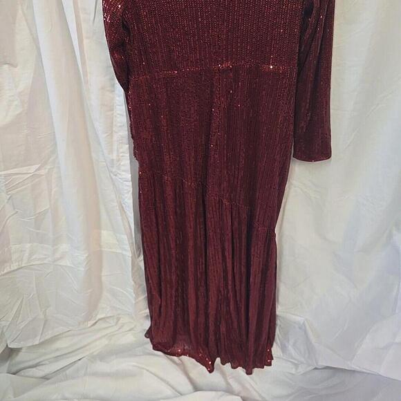 GIFFNISETI Sequins VTG Art Deco Long Sleeves Formal Gown 1XL Burgundy NWT - Picture 11 of 16